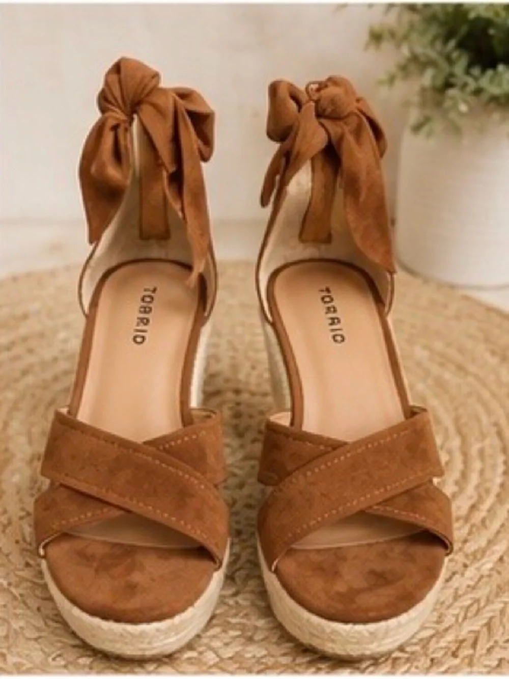 Torrid Brown Lace-Up Espadrille Wedge Sandals WW Extra Wide Size 6 NWT